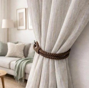 Chocolate <b>Curtain</b> Holdback – Brown Cotton Rope Tieback for Natural Home Decor - Product Image 2