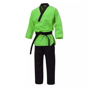 Green Taekwondo Uniform 100% Cotton <b>Athletic</b> Fit Adult Unisex Martial Arts Wear Breathable Durable Plain Dyed One-Piece 400g - Product Image 1