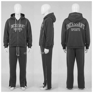 Conjuntos Deportivos Personalizados para Hombre, 100% Algodón, Sudadera con Cierre y Pantalones Deportivos, Lavado Ácido, Conjuntos Deportivos para Mujer - Product Image 2