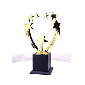 Trophée de reconnaissance des ventes à base solide, design arc multi-étoiles, finition dorée, pour récompense d'entreprise - Product Image 1