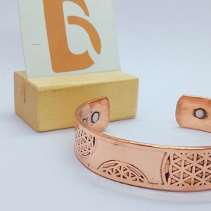 Geometric Pattern <b>Copper</b> Alloy Cuff Bracelet Antique 99% <b>Copper</b> Vintage Style Unisex Jewelry - Product Image 3