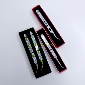 Pince à épiler pour cils GETUP BROSONS IMPEX de haute qualité en acier inoxydable, à pointe lisse, avec poignée diamantée, plusieurs couleurs, isolation renforcée - Product Image 3