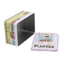 Boîte cadeau rectangulaire en métal écologique personnalisée, impression offset 4 couleurs, emballage de biscuits de Noël, 203x141x82mm
