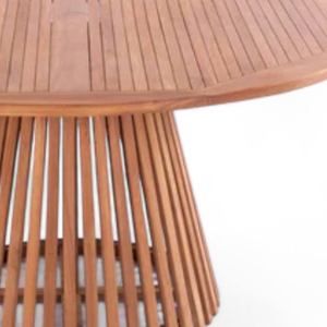 Table de salle à manger antique, finition naturelle, ronde, avec structure en teck, pour la décoration de la maison - Product Image 6