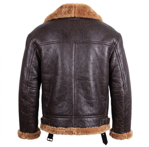 Men's Premium <b>Shearling</b> <b>Aviator</b> Leather <b>Jacket</b> Zipper <b>Shearling</b> Lining Men's Premium <b>Shearling</b> Leather <b>Jacket</b> For Men - Product Image 2