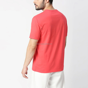 T-shirt en coton à manches courtes et col rond pour homme, coupe classique, couleur unie, style décontracté, tissu tricoté - Product Image 2