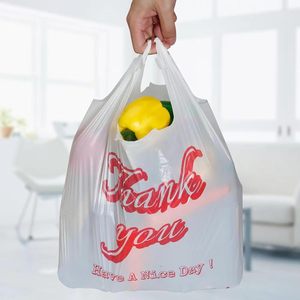 Bolsa de compras blanca con asas para supermercados, restaurantes y tiendas de conveniencia. - Product Image 3