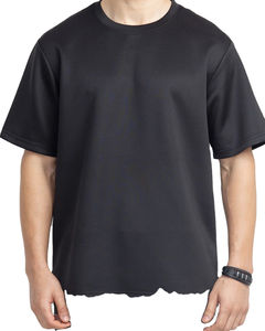 T-shirt décontracté à manches courtes et col rond en coton tricoté 100 % pour homme, couleur unie, coupe classique, vente chaude, vierge, en gros - Product Image 3