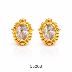 MOLL JEWELLERS ต่างหูมุกน้ำจืดชุบทองคำสีโรสโกลด์สำหรับผู้หญิง ประดับคริสตัลไรน์สโตน รับรองคุณภาพ ทันสมัย น้ำหนักเบา - Product Image 1