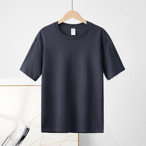 T-shirt noir uni surdimensionné pour homme, manches courtes, col rond, décontracté, en jersey de coton - Product Image 6