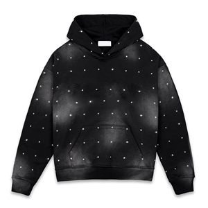 New Winter Acid Wash Streetwear DLS Pullover Hoodie Custom DTG Printing <b>Zip</b> Rhinestone Men's Heavyweight 100% Cotton - Product Image 1
