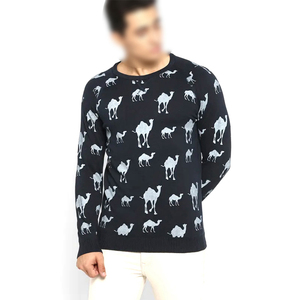 Sweat-shirt en tricot imprimé intégral pour homme, prix d'usine en gros, pull décontracté à col rond en polaire chaud pour l'hiver, personnalisable - Product Image 1