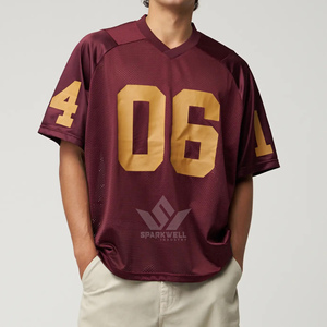 Maillot de football américain personnalisé pour homme, col en V, manches courtes, maille respirante, impression du numéro d'équipe, coupe décontractée, vêtements de sport pour adultes - Product Image 3