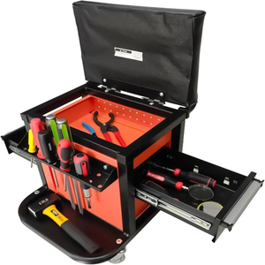 Carrito de Herramientas Rodante Reforzado con Asiento, Cajón y Bandeja, Taburete de Mecánico con Giro de 360° °   Ruedas Giratorias y Caja de Almacenamiento GAPGAR026 - Product Image 2