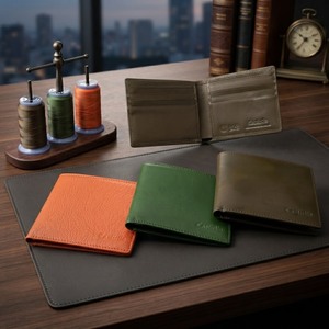[Clearance] High Quality Castello Low MOQ Genuine Leather RFID <b>Men</b> Bi-fold Billfold ID <b>Card</b> <b>Wallet</b> Open Short Green Orange Olive - Product Image 1