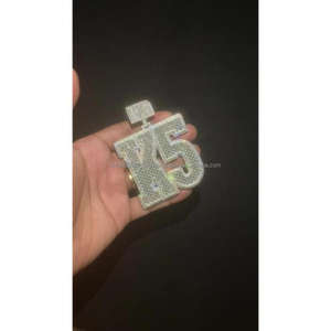 Corte Esmeralda VVS Lab Grown Layered Letter Colgante Iced out Colgante Letra del alfabeto personalizada Plata de Ley 925 - Product Image 1