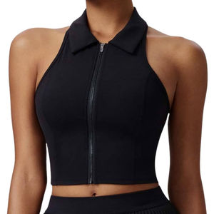 2025 Hot Sale Women's Plus Size High Support Sports Tank Top Standing Collar Waterproof Breathable Spandex Nylon Fabric - Product Image 2