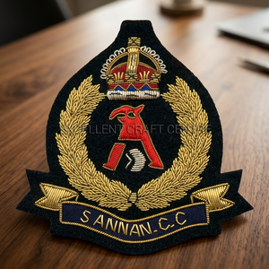 High Quality Custom Embroidered Lace Cap Badge with Crown and Laurel Wreath <b>Sew</b>-On Fabric Patch for Uniform Garment - Product Image 5