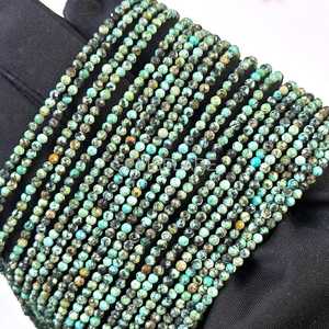 Cuentas Redondas Microfacetadas de Turquesa Africana Verde AAA de 2MM, Cuentas Sueltas de Piedras Preciosas Facetadas, Cuentas de Turquesa Africana para Joyería - Product Image 2