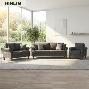 Nuhoom Chesterfield <b>Sofa</b> Set Malaysian Oak Legs Buckram Fabric Durable Three Seat Pillow Back English Rolled Modern Classic - Product Image 4