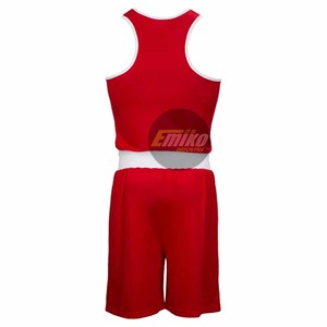 Ensemble de boxe noir en polyester, haut sans manches et short respirant, kit d'uniforme de boxe personnalisé à prix de gros - Product Image 4