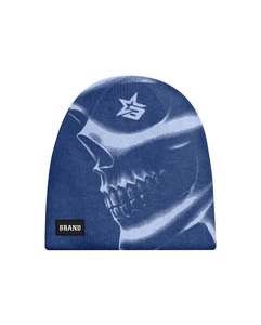 Gorro de Invierno Unisex con Estampado de Calavera en Blanco y Negro, Estilo Urbano, 56-58CM, Tejido por Computadora con Impresión por Sublimación - Product Image 4