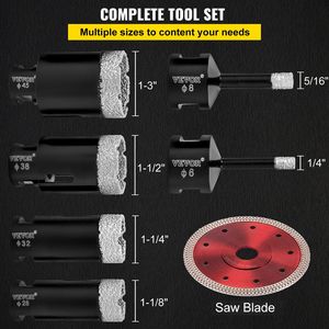 6 pezzi punte diamantate multiuso 6/8/28/32/38/45mm Kit sega a foro per piastrelle brasato sottovuoto 0,59 pollici di segmento per piastrelle di marmo - Product Image 4