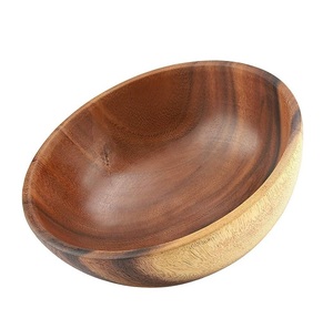 Handmade Wooden Serving Bowls Minimalist Design For Food Serving Uncoated Wood Handicraft Gifting Dining <b>Table</b> Salad Fruit Bowl - Product Image 3