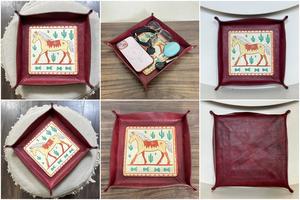 Plateau de rangement Valet Tray 2026 en cuir véritable de qualité supérieure, fait main, motif cheval western, pour la maison et le bureau - Product Image 3