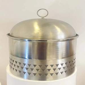 Cuenco de lujo de acero inoxidable con tapa de mimbre para buffet, calentador de alimentos, vajilla para catering, hotel y restaurante - Product Image 6