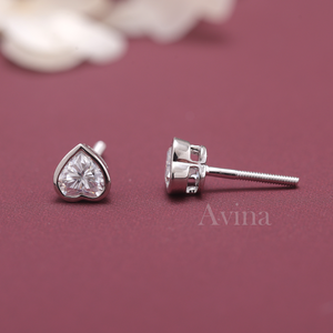 IGI Certified Lab Grown Diamond Heart Shape Stud <b>Earrings</b> Solid 925 Sterling Silver Bezel Set Solitaire Diamond <b>Earrings</b> - Product Image 5