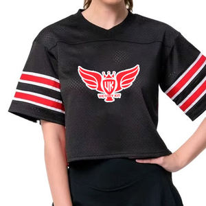 Victory Kit Crop Top Jersey Short Sleeve Mesh T-Shirt With <b>Logo</b> Number 10 Sporty Style Women's Fashion - Product Image 5