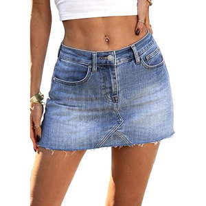 Jupe en jean décontractée et tendance pour femme, taille haute moderne, boutonnée, élégante et confortable, 100 % coton, pour le quotidien, les voyages et les week-ends - Product Image 2