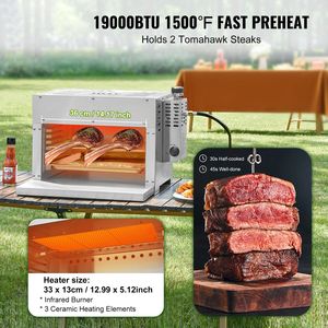 Griglia Portatile a Propano in Acciaio Inox per Bistecche, 6 Livelli Regolabili, Griglia a Infrarossi 1500 Fahrenheit per Barbecue - Product Image 2