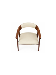 Fauteuil en bois massif de style mid-century avec siège rembourré et dossier incurvé, meubles modernes pour salle à manger et salon - Product Image 6