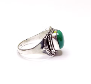 Natural Malachite <b>Ring</b> 925 Sterling Silver Handmade Green Gemstone <b>Statement</b> <b>Ring</b> for Women JAIPUR SILVER - Product Image 3