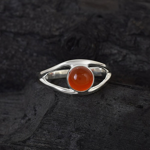 Anillo de Compromiso de Plata de Ley 925 con Piedra Preciosa de Cornalina Natural, Estilo Clásico Redondo, Joyería Fina Hecha a Mano, Proveedores Mayoristas de Primera Calidad - Product Image 3