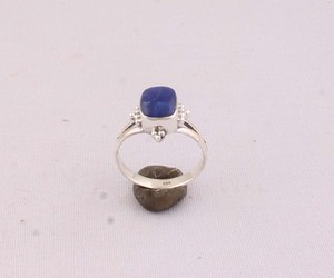 Natural <b>Lapis</b> <b>Lazuli</b> <b>Ring</b> 925 Sterling Silver Vintage Style Cushion Cut Royal Blue Gemstone <b>Ring</b> for Women Handcrafted Boho - Product Image 1