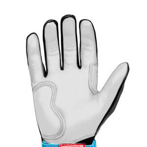 Guantes de Bateo de Béisbol de Dedo Completo con Palma de Cuero para Jóvenes y Adultos, Mano Derecha, Puño Largo, Muñequera Azul, Todas las Estaciones - Product Image 4