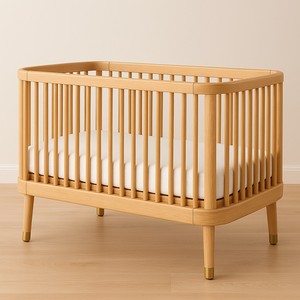Lit bébé en bois naturel avec commode TPF-BC-R1, ensemble de meubles de chambre d'enfant en bois massif, emballage plat KD, OEM ODM Vietnam - Product Image 2