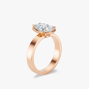 3 CT Pear Cut Lab Grown Diamond Prong Setting Solitaire <b>Ring</b> Wide Band 14K Gold Engagement - Product Image 2