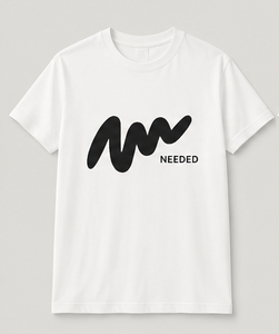 Men's <b>White</b> Hip Hop Short Sleeve T-Shirt with Black Wave Logo Print O-Neck Regular Fit 100% Cotton Knitted - Product Image 1
