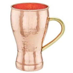 18oz Moscow Mule <b>Mugs</b> <b>Large</b> Hammered Copper Plating Cups Copper <b>Mugs</b> Moscow Mule With Brass Handle for Chilled Drinks - Product Image 1
