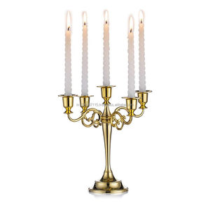 Elegante candelabro de metal plateado con gotas de cristal para decoración del hogar de lujo y celebración de bodas - Product Image 5
