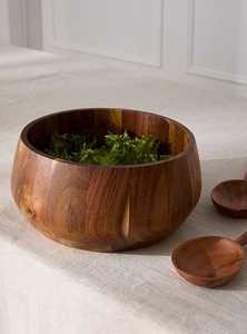 Ensemble de saladiers en bois faits à la main avec fourchettes de service, design minimaliste, en acacia, passe au lave-vaisselle, écologique, réutilisable, ustensiles de cuisine - Product Image 6