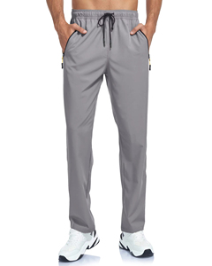Custom Wholesale Men Midweight Wide Leg Fit Breathable Canvas Fabric Elastic Waist Drawstring Casual Sports <b>Trousers</b> 100% Cotton - Product Image 1