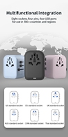 Adaptateur de voyage universel GaN 45W avancé, convertisseur de prise universel tout-en-un, chargeur rapide PD pour ordinateur portable et iPhone, avec 2 ports Type-C/2