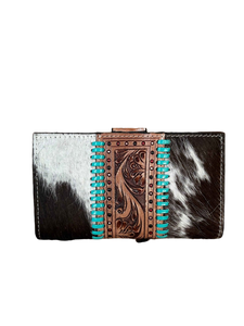 Portefeuille en cuir véritable turquoise fait main, fermeture éclair, long, multifonctionnel, bohème, porte-cartes, imperméable, vente chaude, nouveauté - Product Image 3