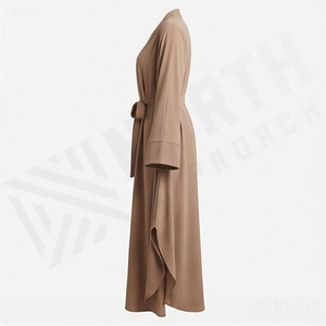 Nouvelle Abaya de Luxe Personnalisée Couleur Florale pour Femme, Vêtement Islamique Modeste, Robe de Soirée avec Ceinture Style Kaftan - Product Image 3