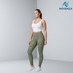OEM Custom Logo Womens Eco Friendly High Waist Stretch Workout Pants Sports <b>Leggings</b> With <b>Pockets</b> Athletic Activewear - Product Image 5